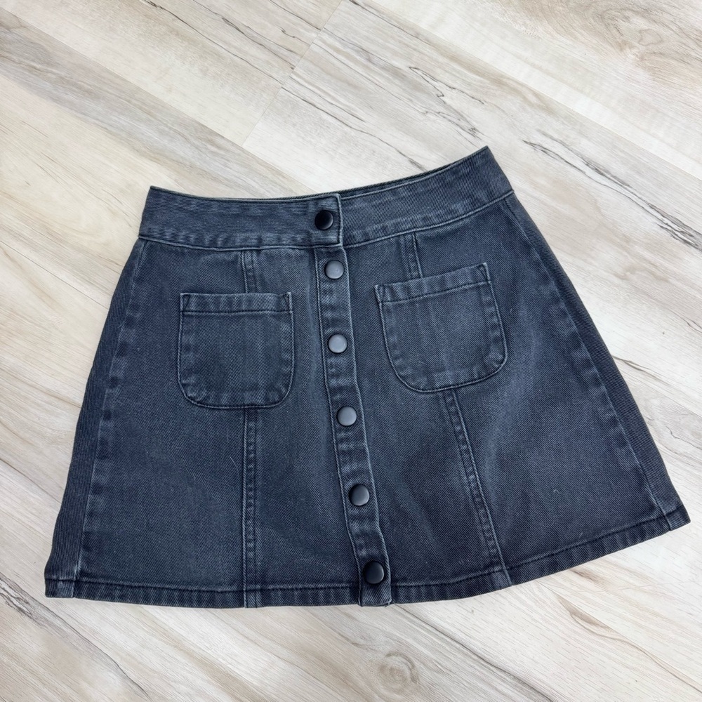Brandy Melville Dakota Jean Skirt Black Gray Charcoal Size 24